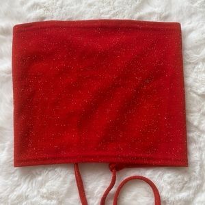 Sparkly red tube top